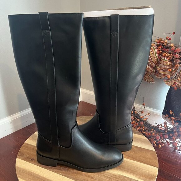 Style & Co Josephine Equestrian Riding Boots 8M Black Smooth - Picture 1 of 11